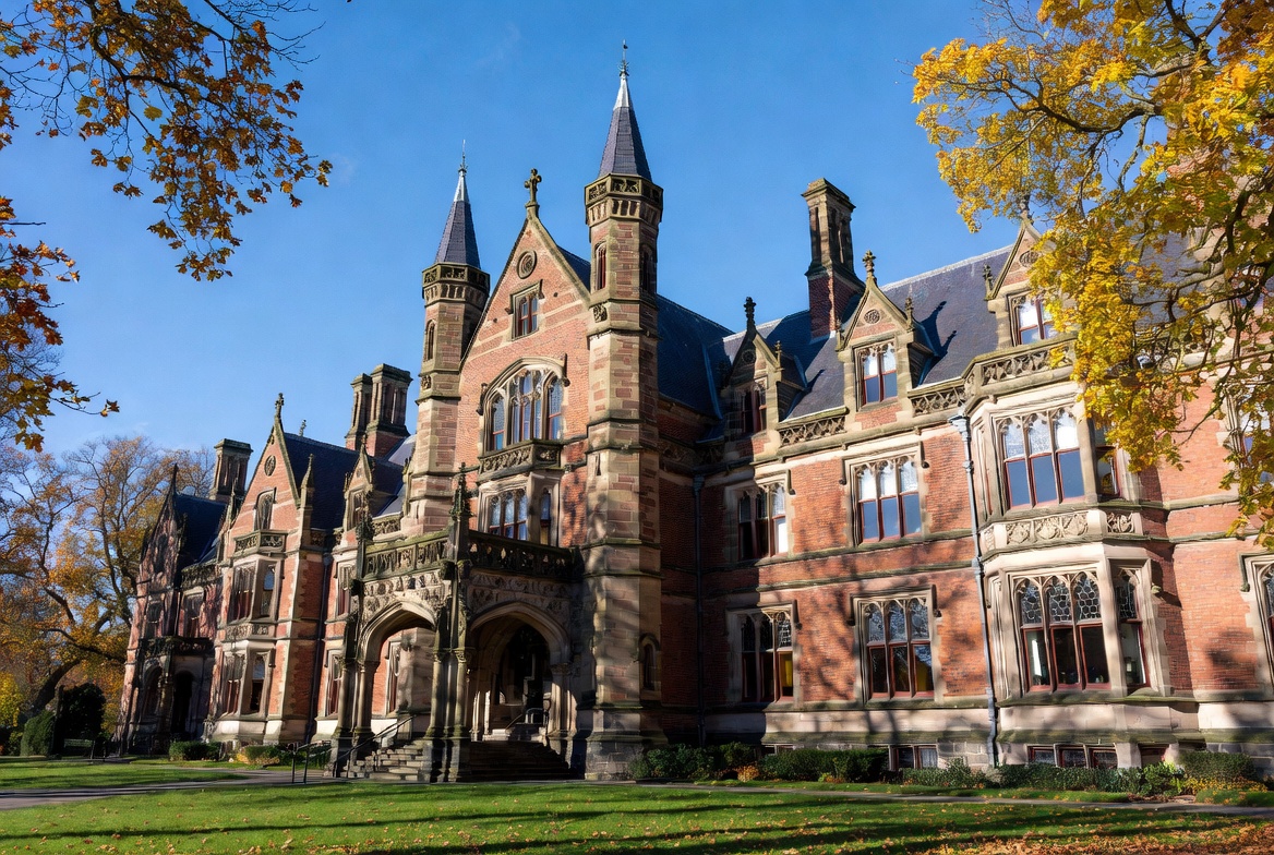Historic University of Brigant building in autumn